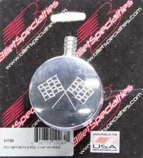 Billet Specialties Polished PCV Breather Cross-Flags Logo
