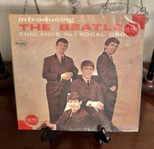 Vintage INTRODUCING THE BEATLES Vinyl Vee- Jay VJLP 1062 + Sears Poly Bag Sleeve