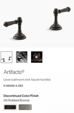 Kohler K-98068-4-2BZ Artifacts Lever Sink Faucet Handles Oil Rubbed Bronze