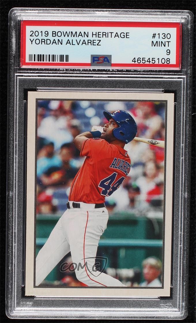 2019 Bowman Heritage Prospects Yordan Alvarez #53P-130 PSA 9 MINT 05bw