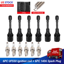 6PCS Coils pack & Spark plugs For Infiniti Q50/Q70/QX60/M35/M35h UF550