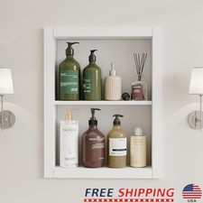Recessed Medicine Cabinet 2-Tier Wall Storage Waterproof Bathroom Organizer New