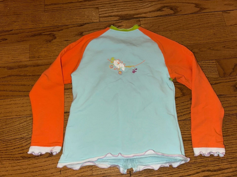 Sudadera Cakewalk Cremallera Azul Y Naranja Con Flor (boutique) Talla 4 Niñas Foto 2 de 4