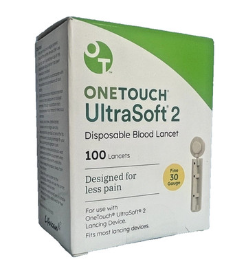 One Touch UltraSoft 2 Lancets (30 Gauge) 100 Count (EXP 2027+)