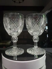 (2) RARE Water Goblets 6", American Brilliant Cut Glass Dorflinger Parisian