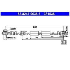 2x ATE Bremsschlauch vorne 5Q0611701D 21122681