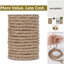 10mm Jute Rope, 50 Feet 3/8 inch Heavy Duty and Thick Twine Decorative Rope f...