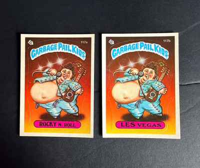 1986 Topps Garbage Pail Kids Series 3 Rocky N Roll 117a & Les Vegas 117b OS3