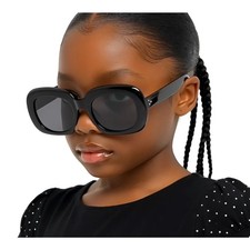 Kids Black Oversized Oval Sunglasses Fashion Fun Shades UV Protection Girls New