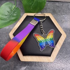 4.5  Silicone Rainbow Pride Wristlet Keychain Purse Backpack New Free Ship B766