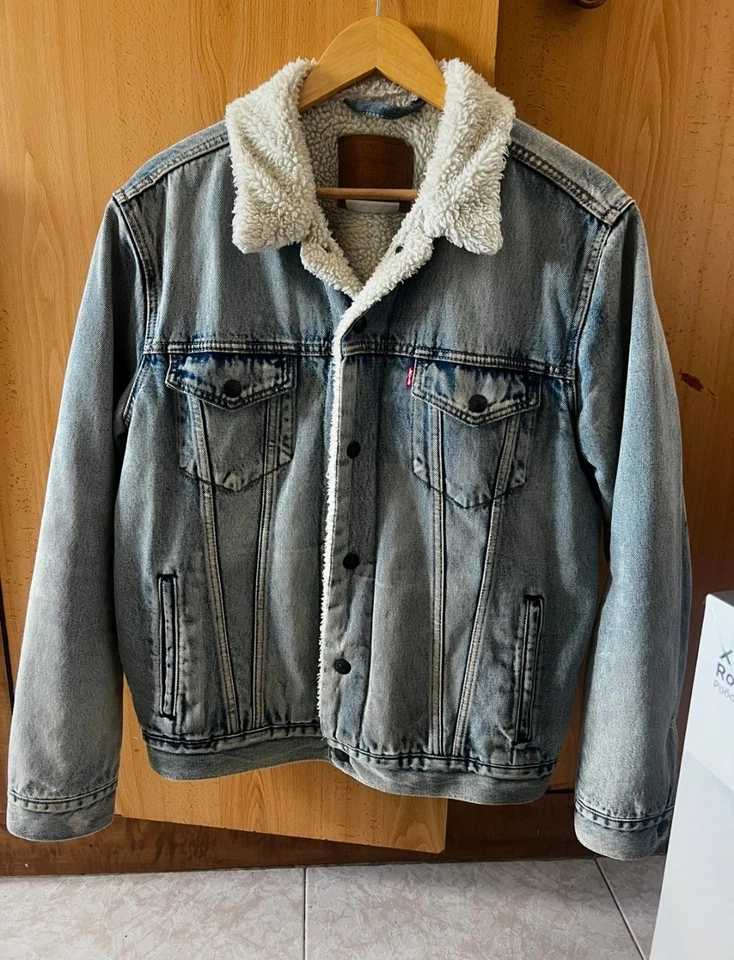 Vintage 80 Veste en Jean Levi's Doublée Sherpa - Photo 2/4