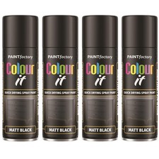 4 x Black Matt Spray Paint Aerosol Auto Car Lacquer Wood Metal 250ml