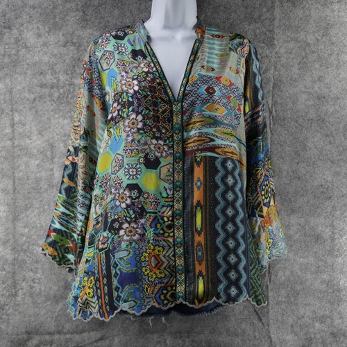 Johnny Was Bluse Damen Petite Small Cane Seide Twill Tunika Floral Artsy Boho Top - Bild 2 von 8