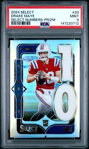 2024 PANINI SELECT SELECT NUMBERS PRIZM #20 DRAKE MAYE ROOKIE RC PSA 9