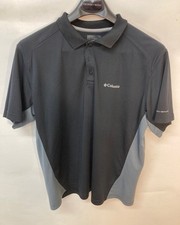 Columbia Mens Omni-Shade Black/Gray Polo Shirt Size XL Lightweight Golf Shirt