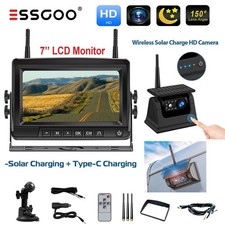 7" Wireless Monitor +Wireless Solar Magnetic Backup Camera Kit For Truck Trailer