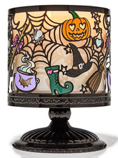 Witches Brew Spiders Halloween Bath Body Works 3 Wick Pedestal Candle Holder NEW