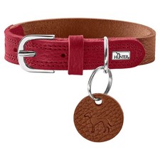 Hunter Halsband Varnby cognac/rot Leder für Hunde hochwertig und robust