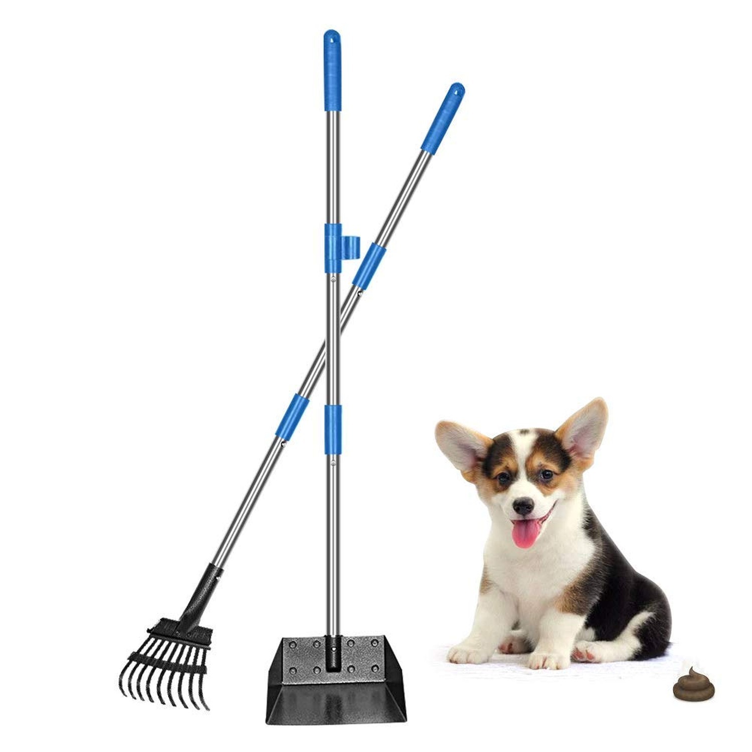 QiMH Upgraded Dog Pooper Scooper Extra Large, Adjustable Long Handle Stainles...