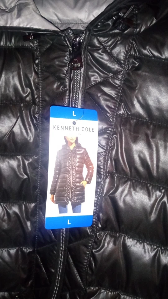 KENNETH COLE Black Hood Puffer Jacket Coat NWT Womens Sz Large - Image 2 of 4