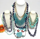 VINTAGE TO NOW FASHION COSTUME JEWELRY NECKLACE LOT ASSORTED TYPES & MATERIALS