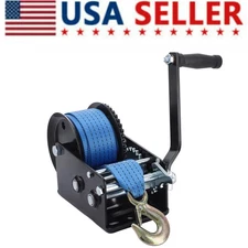3200lbs Dual Gear Hand Winch Hand Crank Manual Boat ATV RV Trailer 32ft Cable