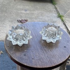 Clear Glass Star-Shaped Decorative Candle Holders, Glossy Finish, Votive Pair