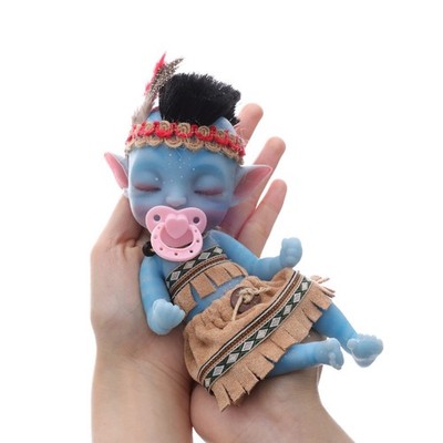 8 Zoll weiche feste Silikonpuppe Ganzkörper Silikon realistische blaue Haut Alien Puppe