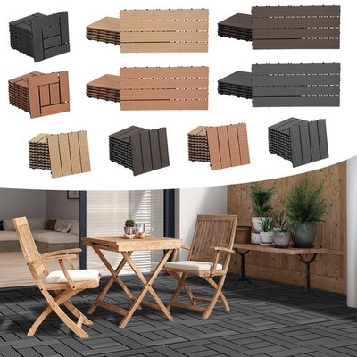 WPC Terrassenfliesen Garten Holzfliesen Balkonfliesen 30/60 cm 1-10㎡ Klickfliese