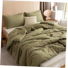 Queen Comforter Set 3pcs Bedding Sets Queen Comforter 90"x90" Olive Green