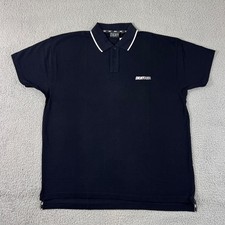 DKNY Polo Shirt Men L Navy Blue Short Sleeve Cotton Tipped Collar Logo USA VTG
