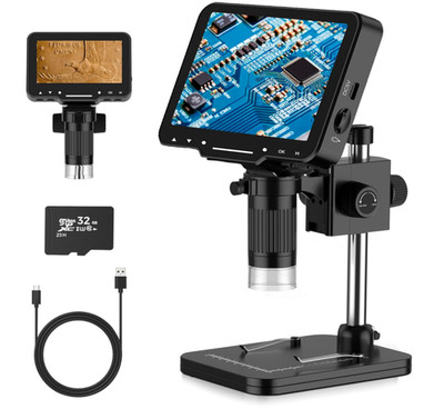 Microscopio digital LCD de 4,3 pulgadas con aumento de 1X a 1000X, cámara de 10