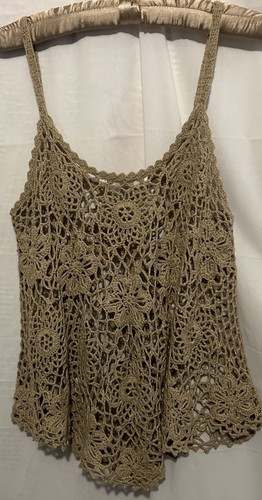 Say What Top L Beige Crochet Hippie Coachella Boho Festival FairyCore Babydoll - Picture 3 of 6