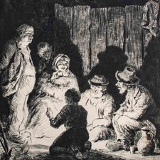 Otto Quante Landstreicher Am Lagerfeuer signiert Radierung Anfang 20 Jhd 5/60