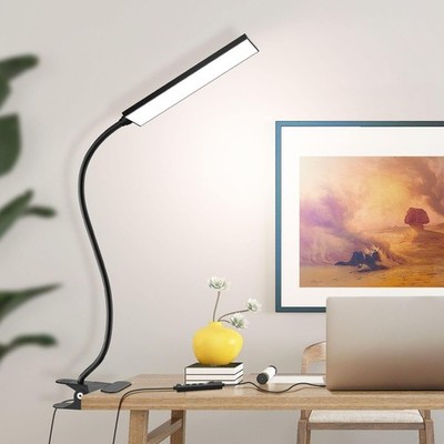 Vansuny Clip on Light LED Desk Lamp with 14.96 x 7.87 x 2.16 inches, Black 