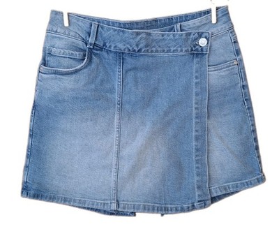 *Jeans Hosenrock Mid Waist Gr. 40 Blau Denim Used Damen Shorts Hosen-Rock NEU**