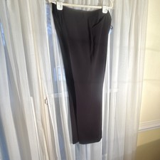 Women's Black Polyester Dress Pants Zip Button Hook Eye Solid Regular
