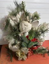 Vintage 40s 50s handmade reindeer Christmas arrangement primitive folk art OOAK