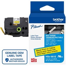 Genuine Brother HSe-661E Black on Yellow 3:1 Heat Shrink Tube 1.2" AWG 0000-6 