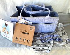 Baby Shower Gift: Diaper Caddy Bag, 2 Bibs, 2 Clips, Card..NIP