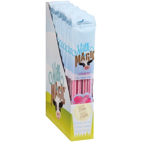 Milk Magic Milk Flavoring Straws, Strawberry Flavor Case (14 Packs