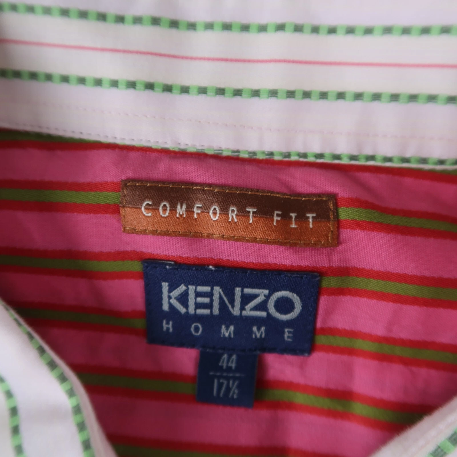 Camicia elegante rosa KENZO Homme comfort fit a righe manica lunga taglia 44 17 5