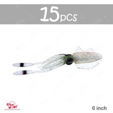 15pcs Fish WOW!® 6 inch Fishing Chase Squid Skirt Real-like Octopus bait Crystal
