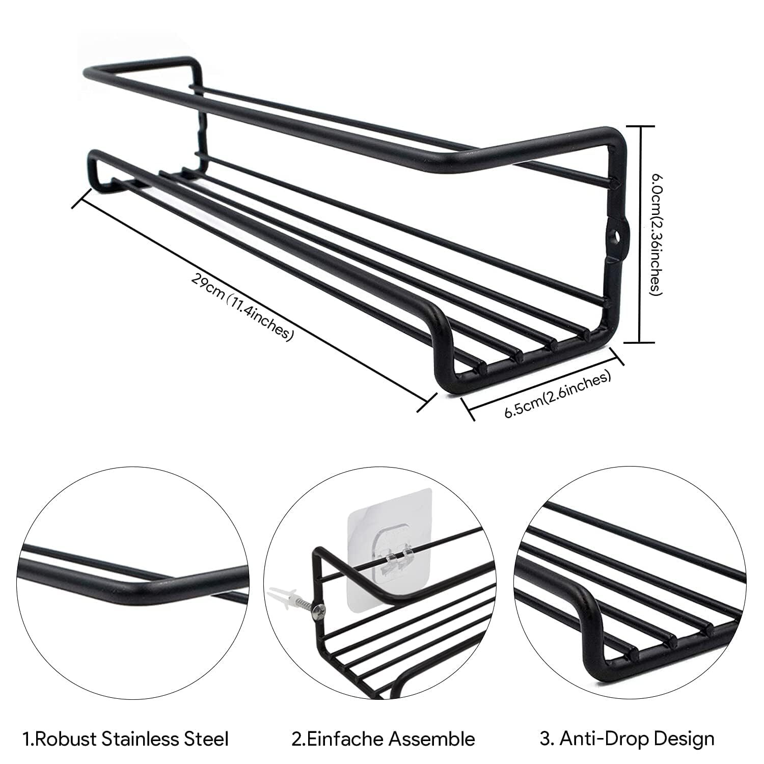 4X Gewürzregal Ohne Bohren Wand Küchenregal Ständer Küchenschrank Organizer