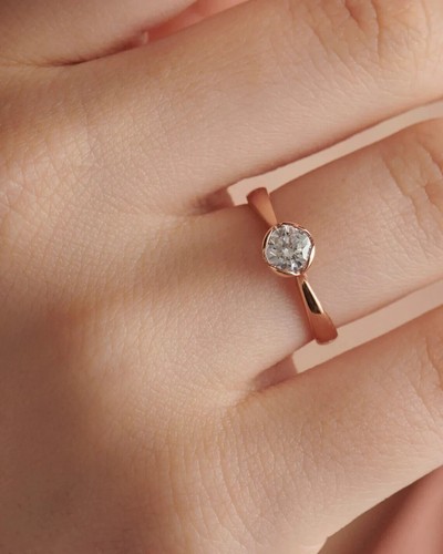 1 CT Round Cut Lab Created Moissanite Women Stud Ring 14K Rose Gold Plated