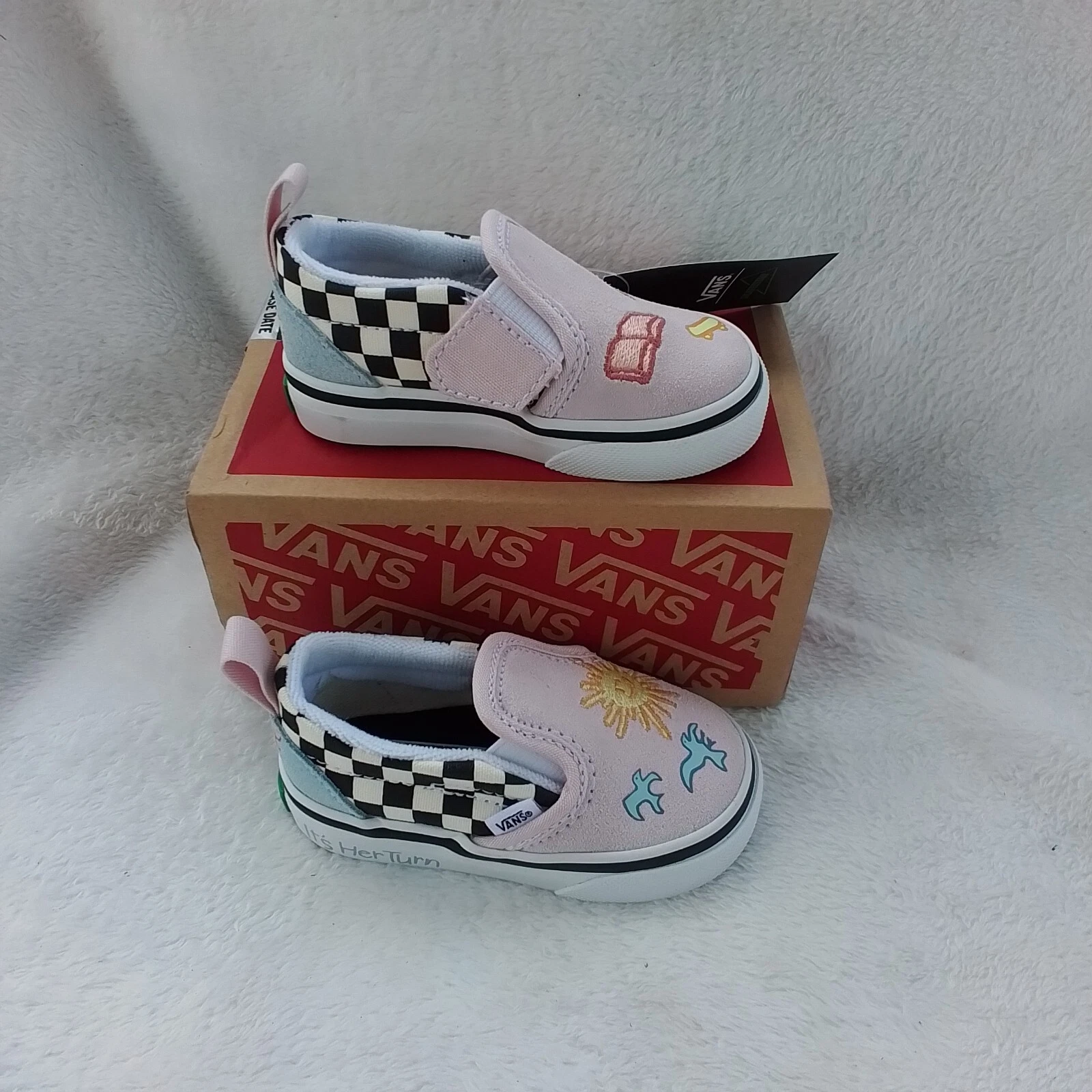 Scarpe da ginnastica antiscivolo taglia 4T Vans slip on V skateistan scacchiera