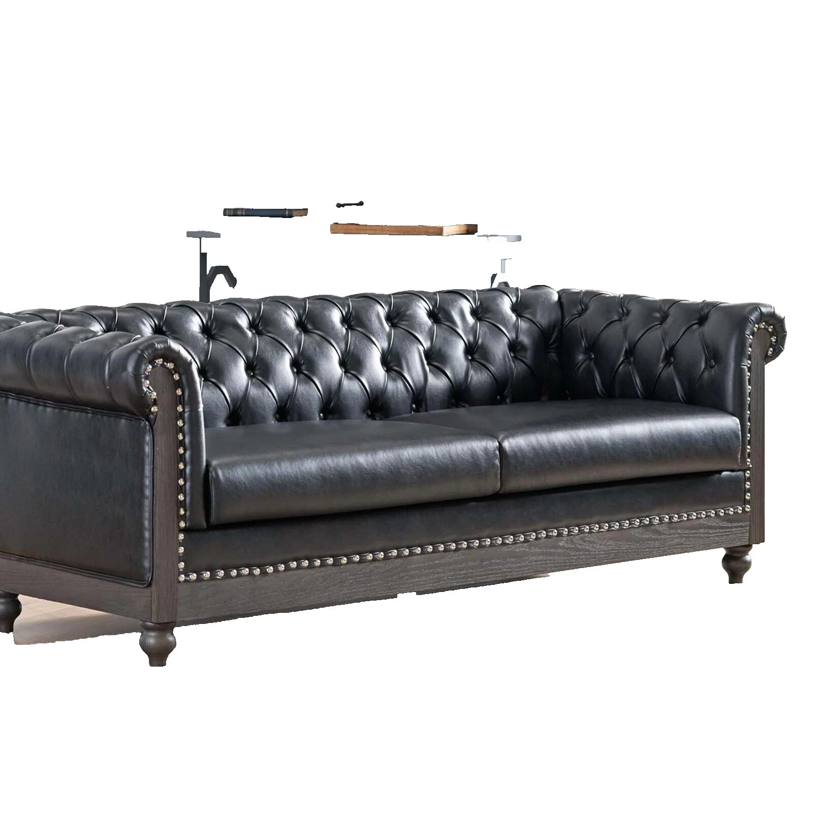 Living Room Faux Leather Black Sofas, Armchairs & Couches