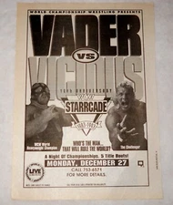 WCW NWA Starrcade 1993 Vader vs Sid Vicious Poster Cable Magazine Ad! newspaper