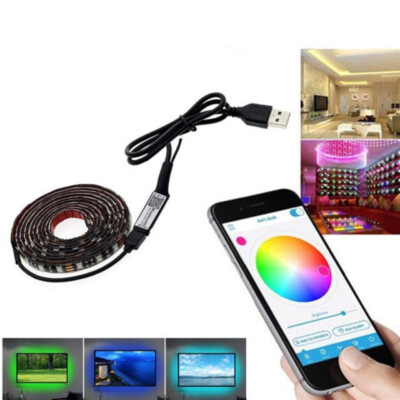 TV Backlight DC5V 5050 RGB LED Strip Set USB Tape String + BT smart Controller