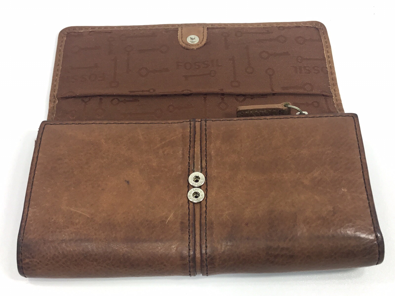 FOSSIL TRI MULTIFUNCTION BROWN LEATHER WALLET - image 7